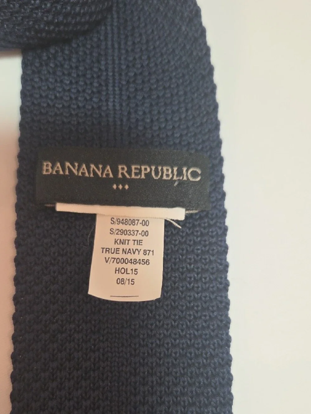 Banana Republic Men' Dark Navy True Knit Square-Tip 100% Silk Tie 2.0x56